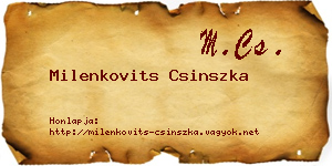 Milenkovits Csinszka névjegykártya